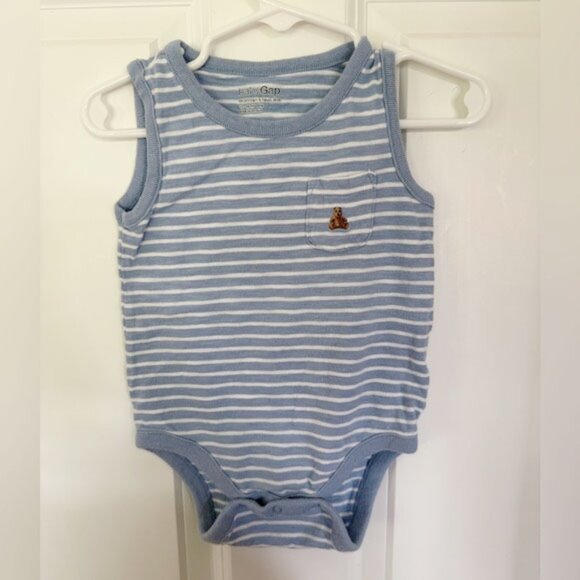 GAP Other - GAP Blue & White Striped Baby Boy Bodysuit w/ Bear - Size 12- 18 months